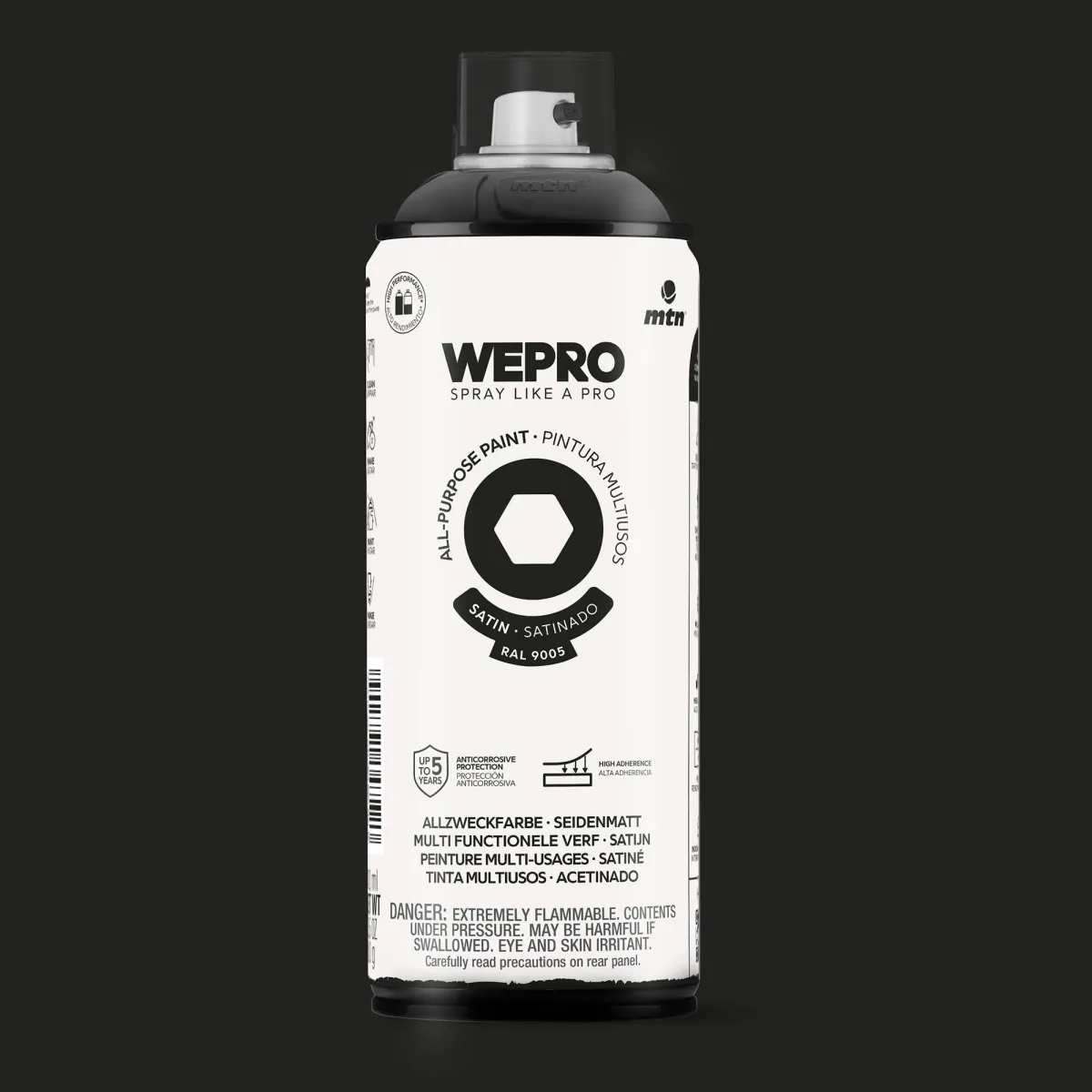Spray MTN WEPRO Solvent Satinado NEGRO COSMOS - RAL 9005
