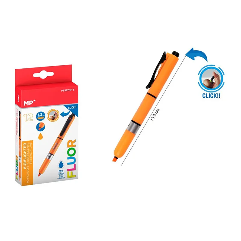 Marcador Fluorescente Retráctil Naranja