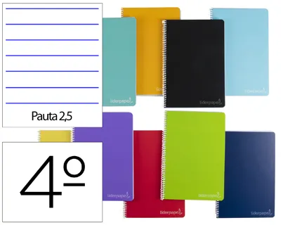 Cuaderno espiral cuarto witty tapa dura pauta estrecha 2,5MM Liderpapel