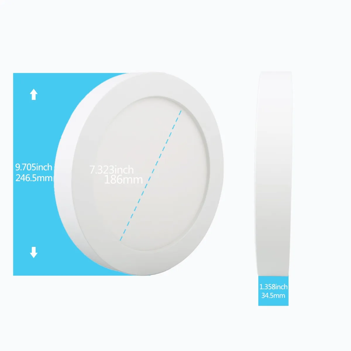 Plafón LED circular E6 slim / 20W luz natural 4000K (D246.5*H34.5mm) marco blanco de superficie