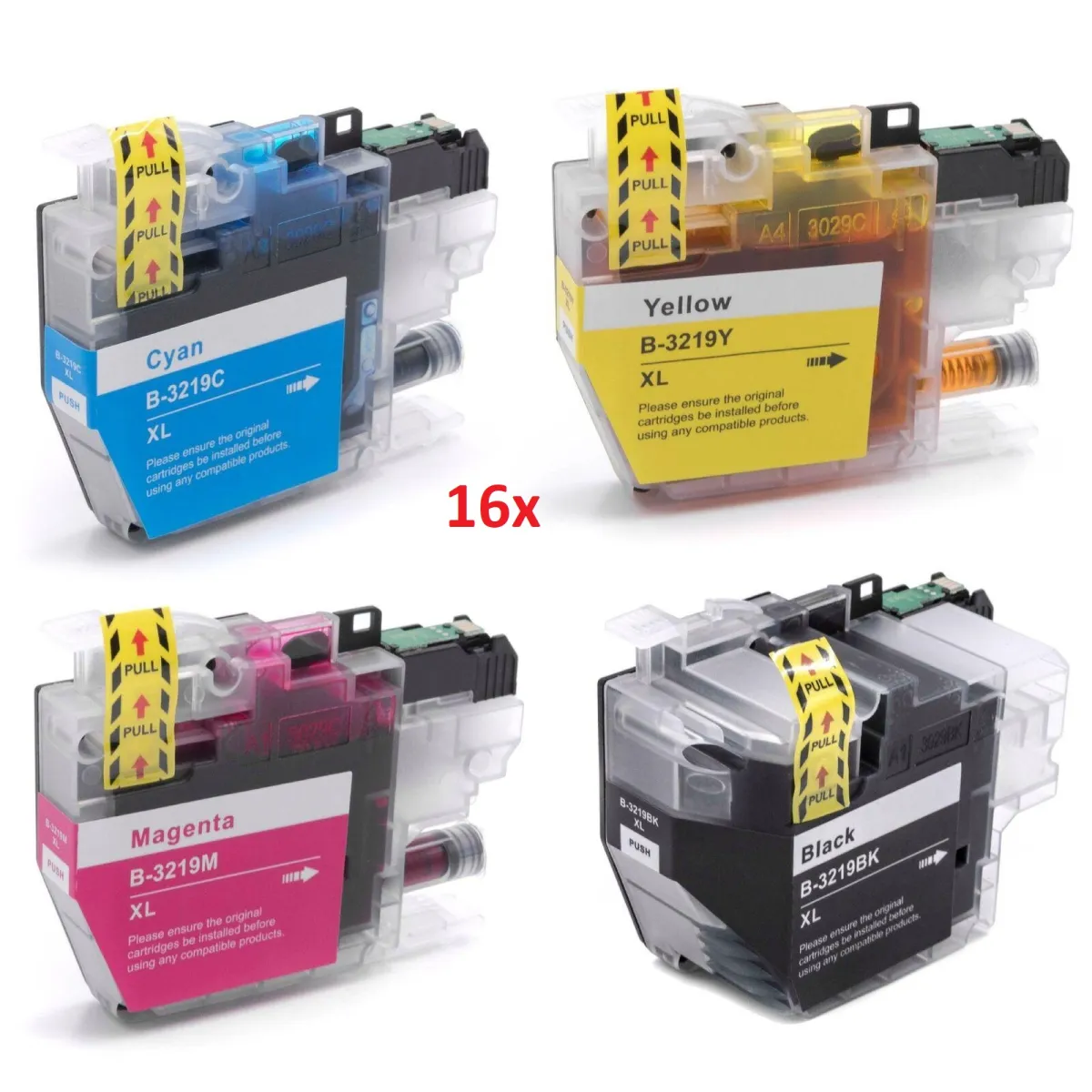 Pack 16 cartuchos de tinta compatibles Brother LC3219XL amarillo, magenta, negro y cian