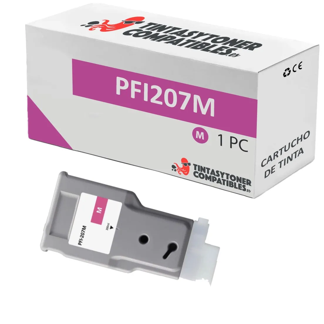 Cartucho de tinta compatible Canon PFI207M Magenta · 300 ml