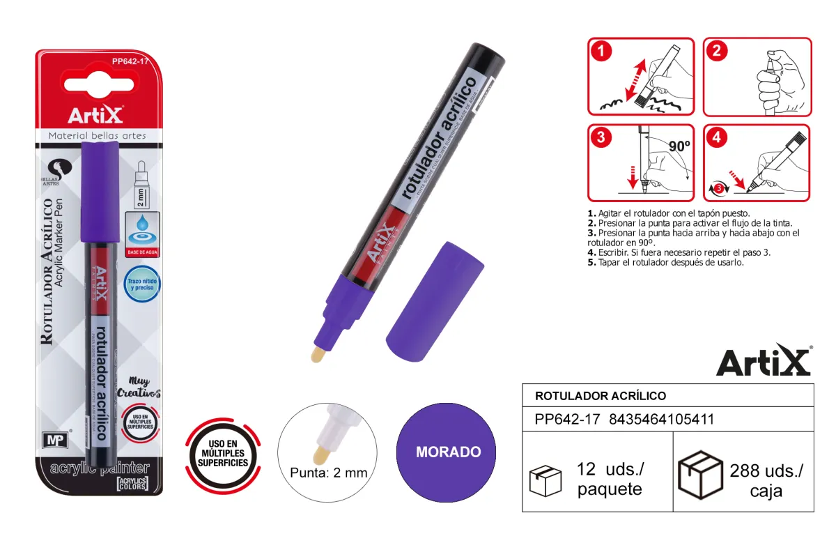 Rotulador pintura acrilica morado Artix