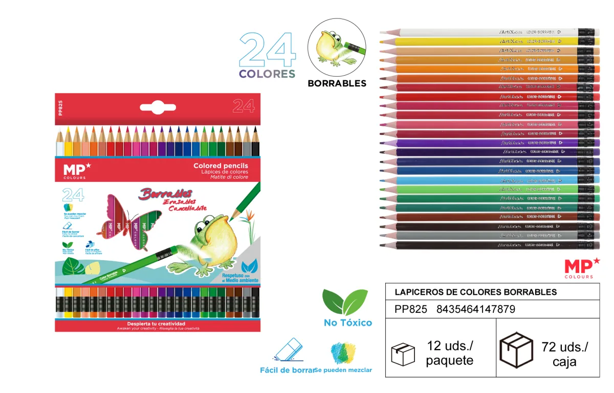 Lapiceros de colores borrables 24U
