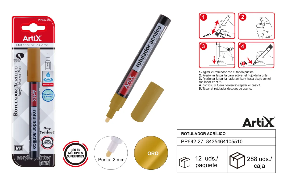 Rotulador pintura acrilica dorado Artix