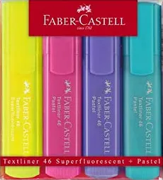Subrayadores Faber Castell fluorescente color pastel - estuche 4 unidades surtidas