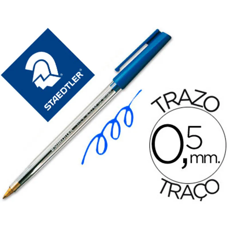 Boligrafo Staedtler Stick Azul con Capuchón