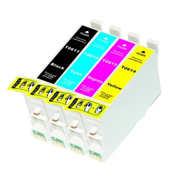 Pack 4 cartuchos de tinta compatibles Epson T0611/T0612/T0613/T0614 negro, cian, magenta y amarillo