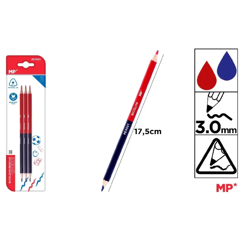 Lapiz Bicolor Fino Triangular Pack 3 MP