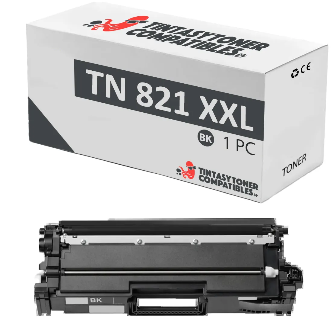 Tóner compatible Brother TN821XXLBK Negro · 15.000 páginas