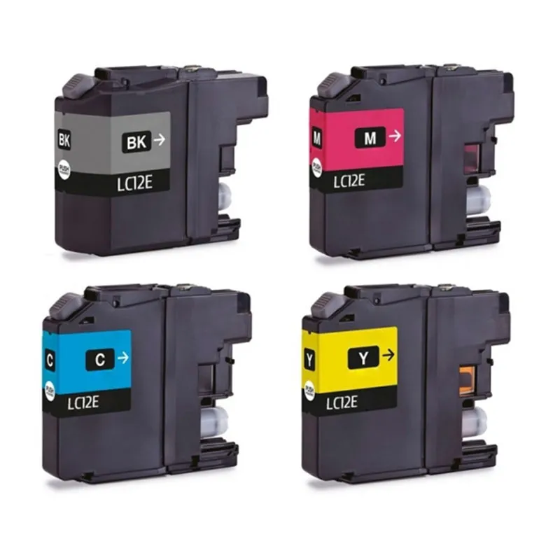 Pack 4 cartuchos de tinta Brother LC12E amarillo, magenta, negro y cian