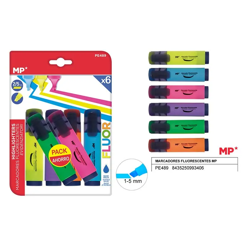 Marcador fluorescente 6 uds pack ahorro MP