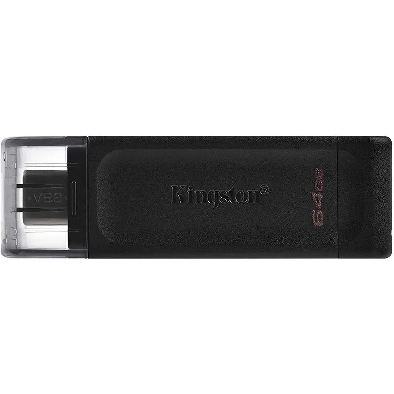 Memoria USB Tipo C Kingston DataTraveler 70 - 64GB - USB-C 3.2 Gen 1 - Con Tapa - Color Negro