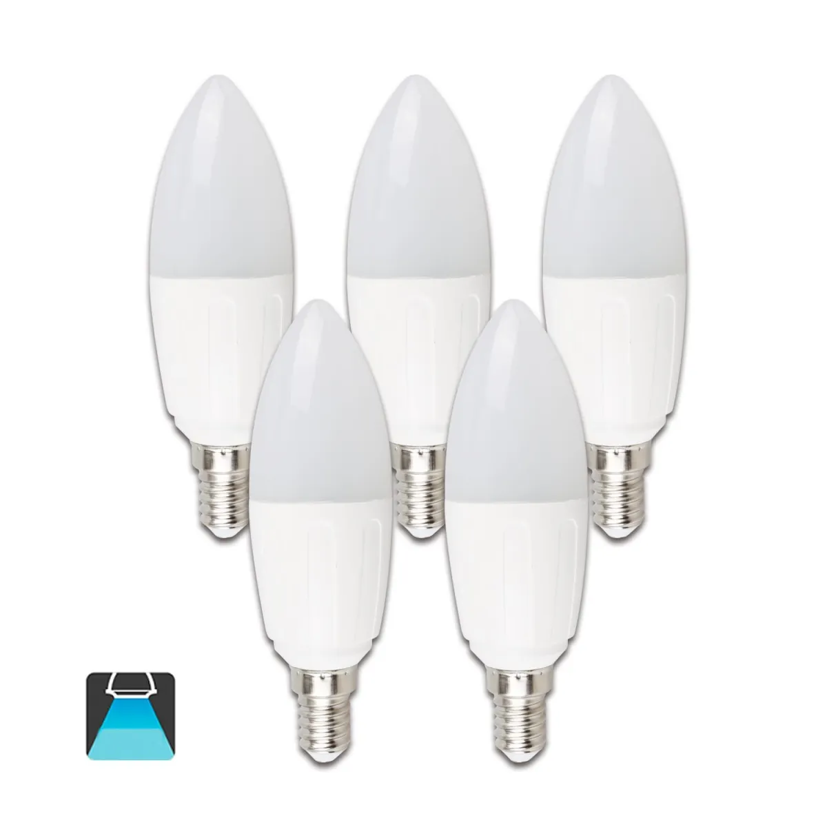 Bombilla LED A5 C37 / 6W E14 luz blanca 6400K (pack 5 unidades)