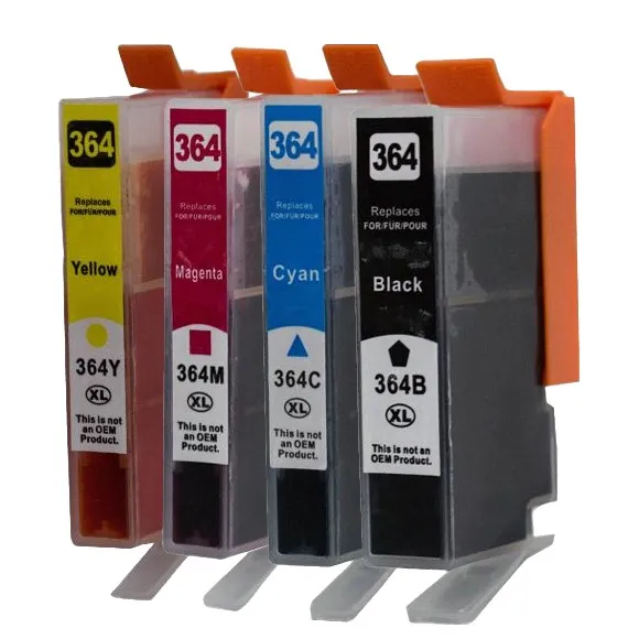 Pack 4 cartuchos de tinta compatibles HP 364 XL amarillo, magenta, negro y cian