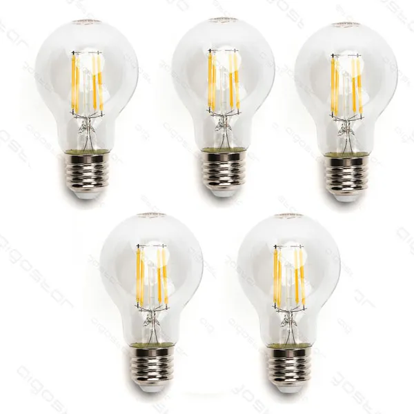 Pack 5 Bombillas de Filamento LED E27 A60 6W Luz Cálida 2700K