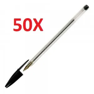 Pack 50 unidades Bic cristal bolígrafo de tinta negro