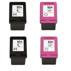 Pack 4 cartuchos de tinta compatibles HP 62 XL negro