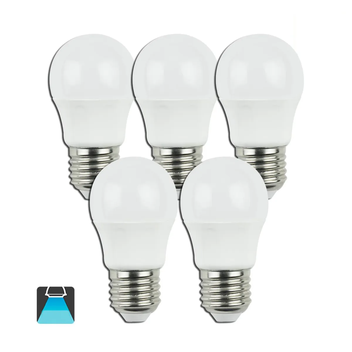 Bombilla LED A5 G45 big angle / 6W E27 luz blanca 6400K (pack 5 unidades)