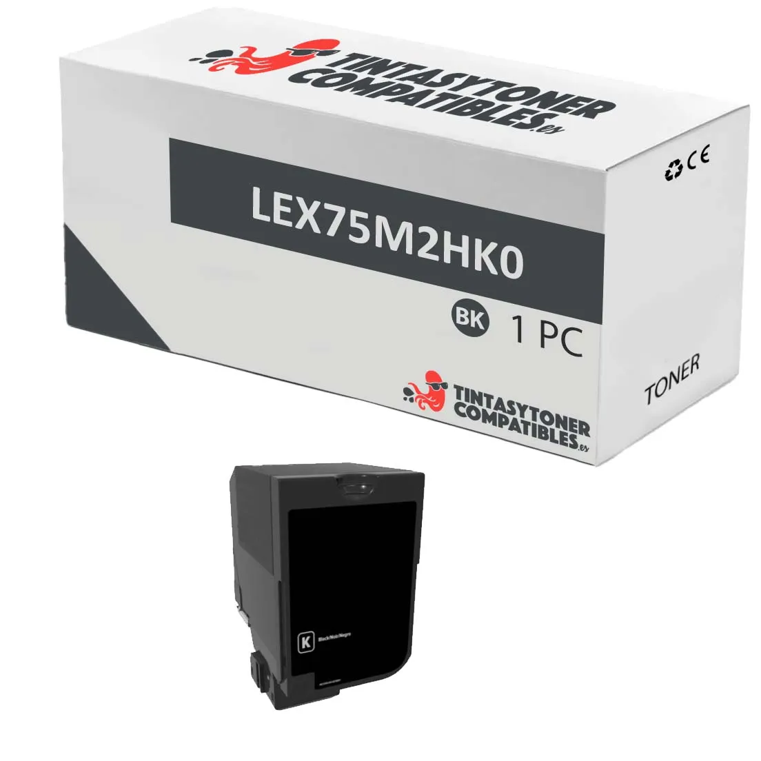 Tóner compatible Lexmark LEX75M2HK0 Negro · 15.800 páginas