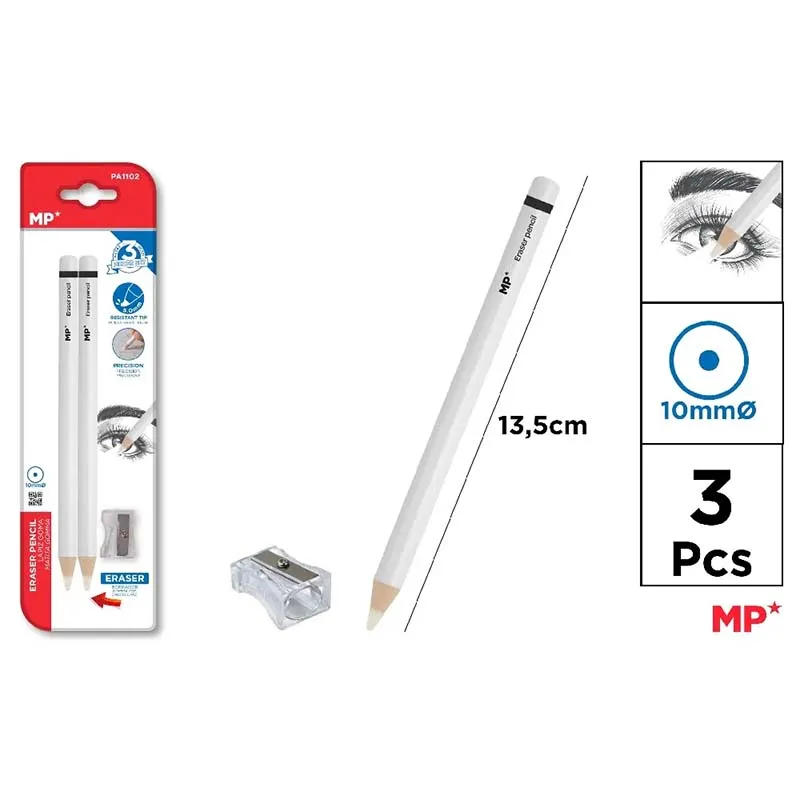 Pack de 2 Gomas de Borrar en Lapiz + 1 Sacapuntas