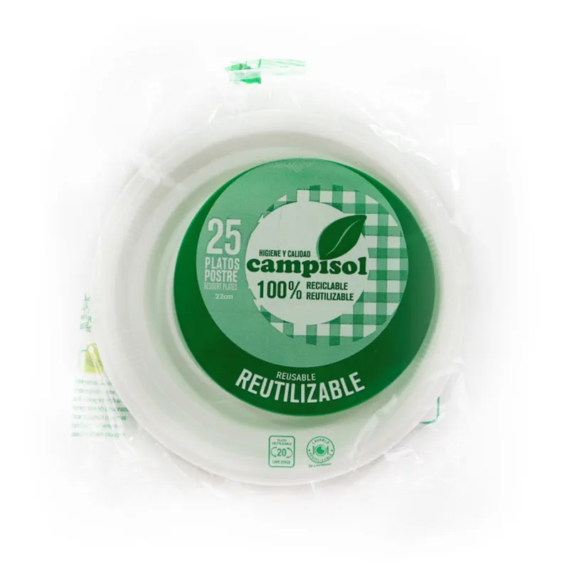 Platos de Plástico Reutilizables 22cm 25 unidades