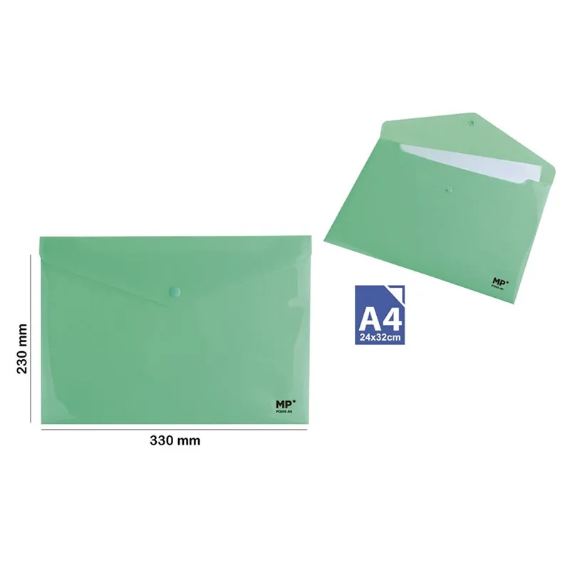 Carpeta sobre con boton A4 verde MP