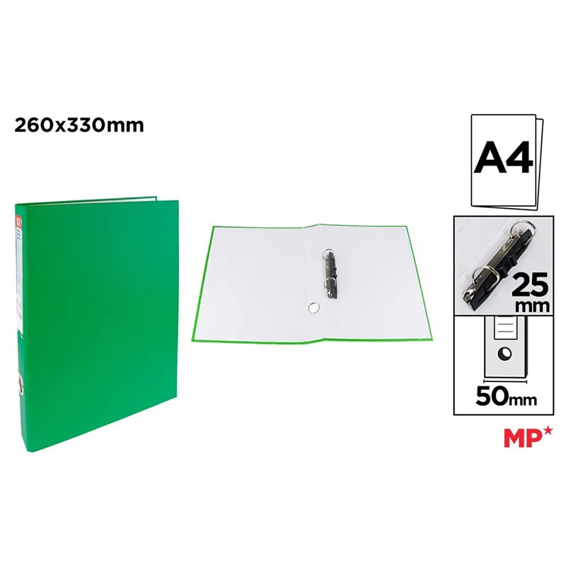 Carpeta de Cartón Fº 2 Anillas Verde