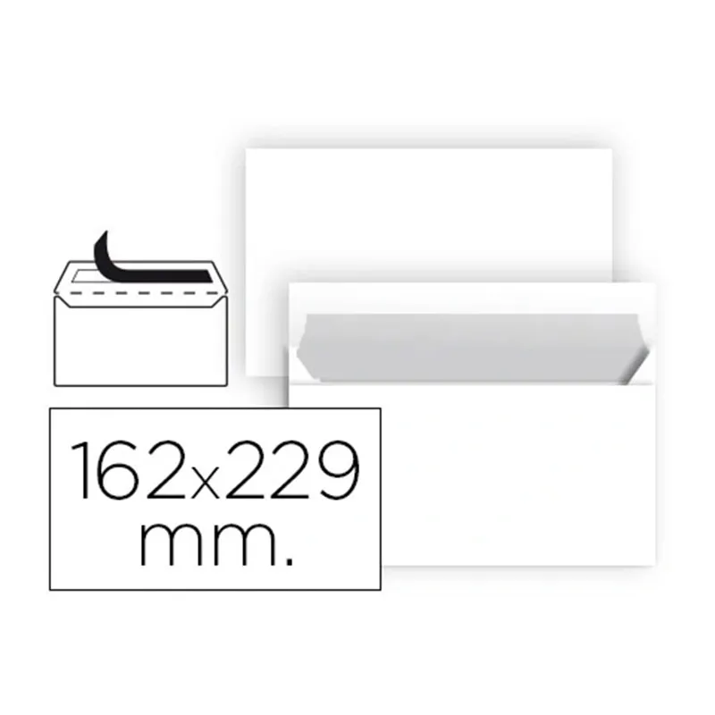 Paquete de 25 Sobres Blancos con Tira de Silicona DIN C5 162x229 mm Nº11