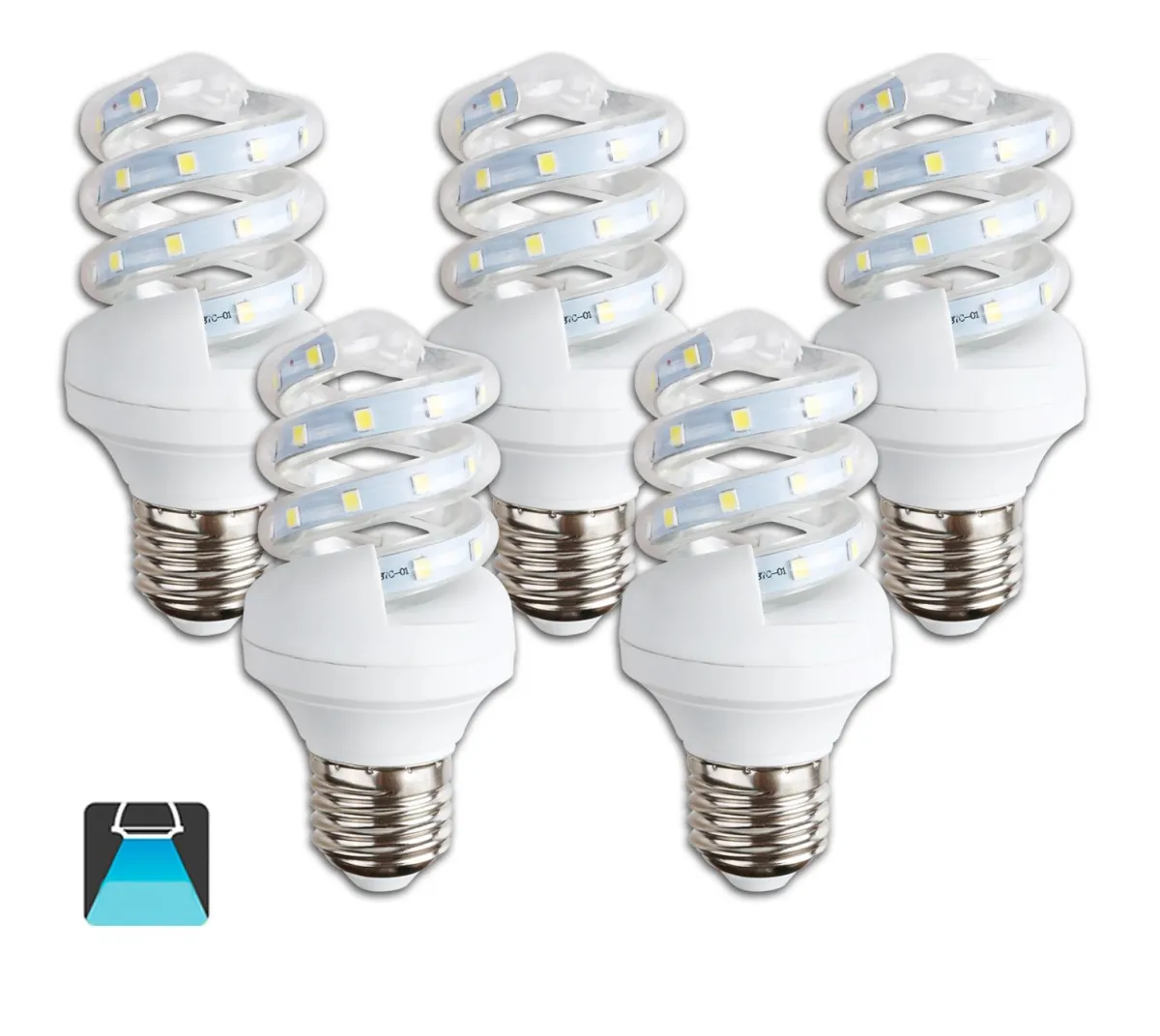 Bombilla LED B5 spiral / 7W E27 luz blanca 6400K (pack 5 unidades)