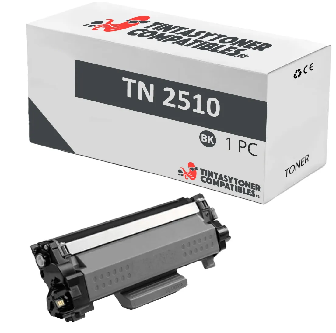 Tóner compatible Brother TN2510 Negro · 1.200 páginas
