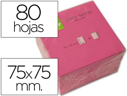 Q-Connect bloc 80 notas reposicionables 76 x 76 MM rosa neon