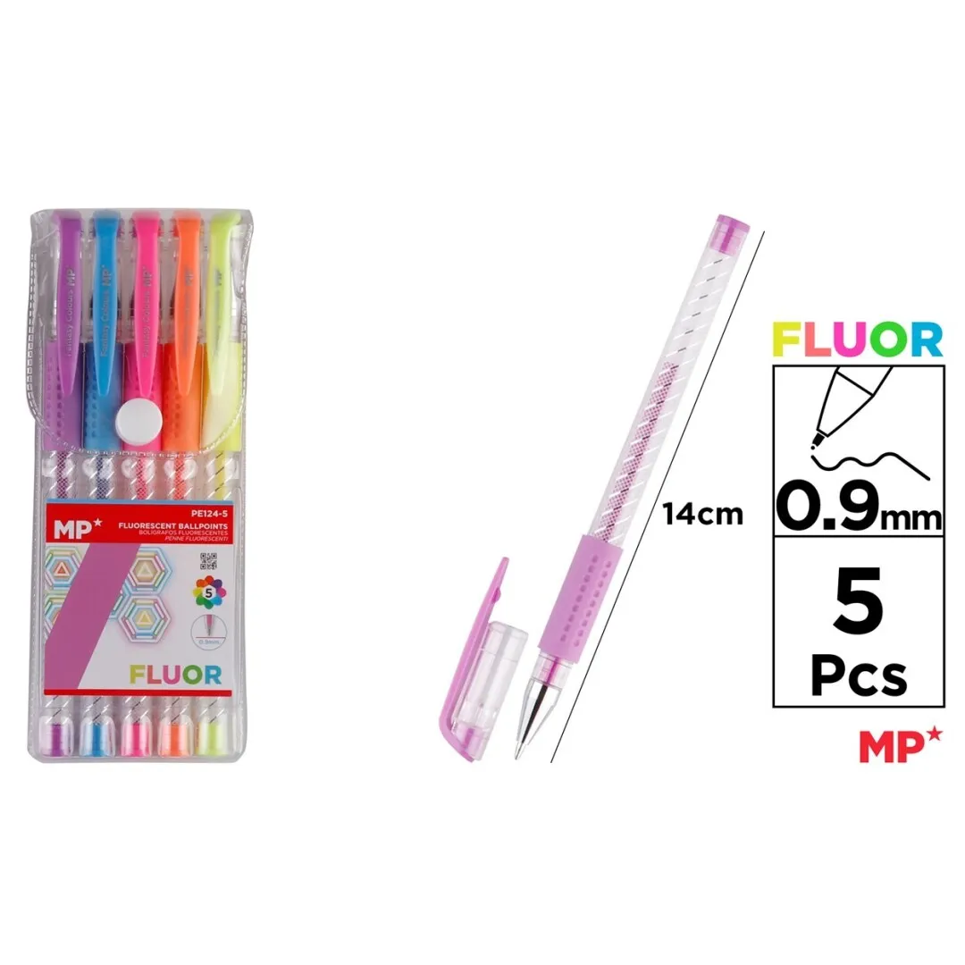 Boligrafos fluorescentes 5 colores