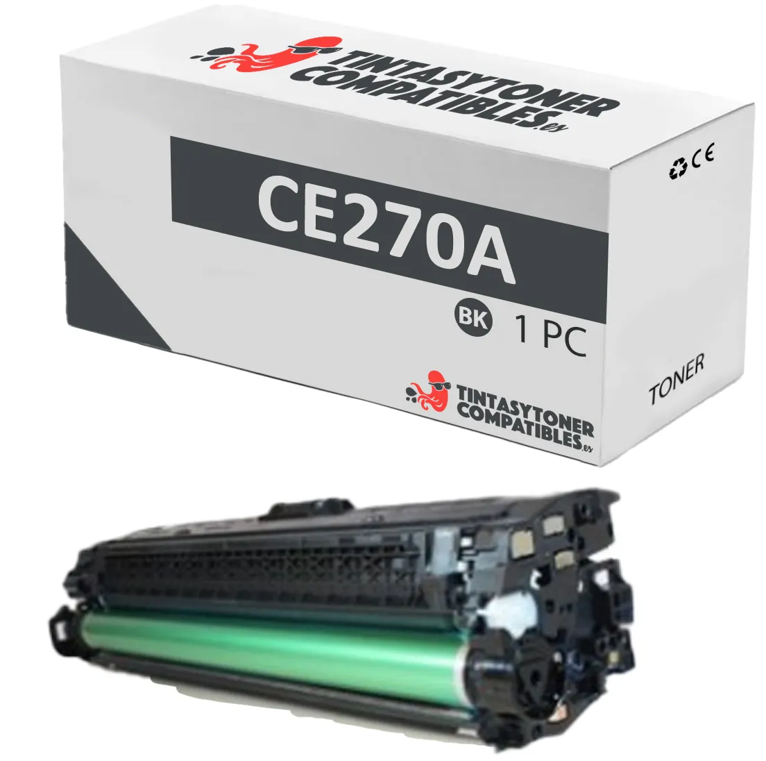 Tóner compatible HP CE270A Negro · 13.500 páginas