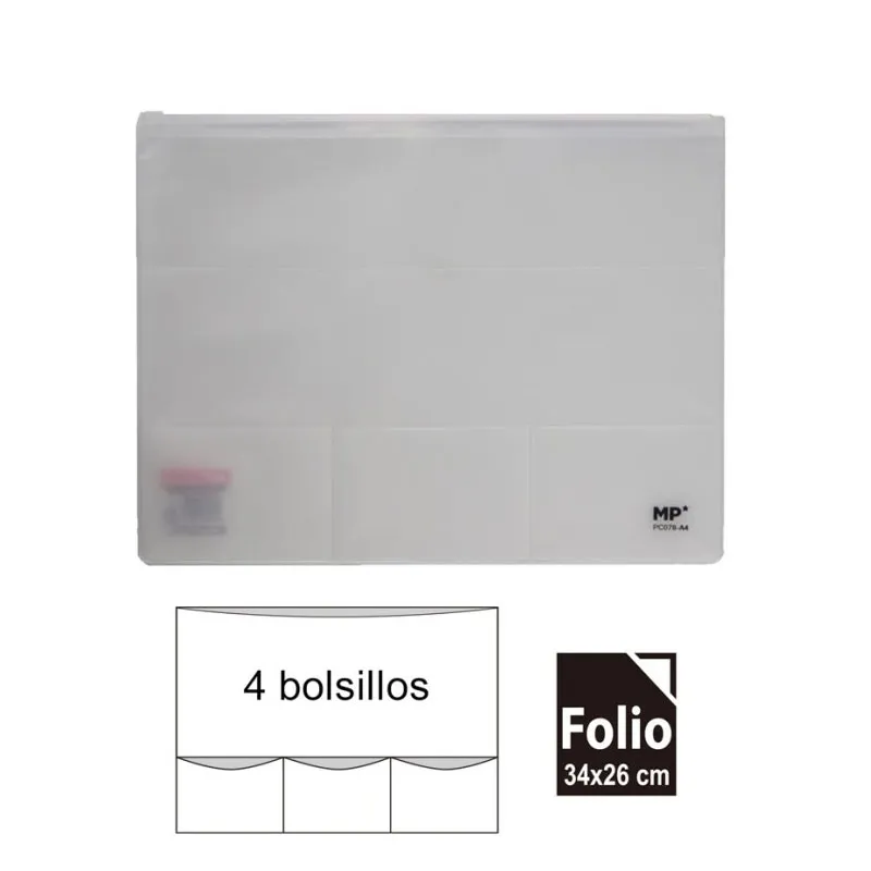 Bolsa Multiuso con Zipp y 4 Bolsillos A4