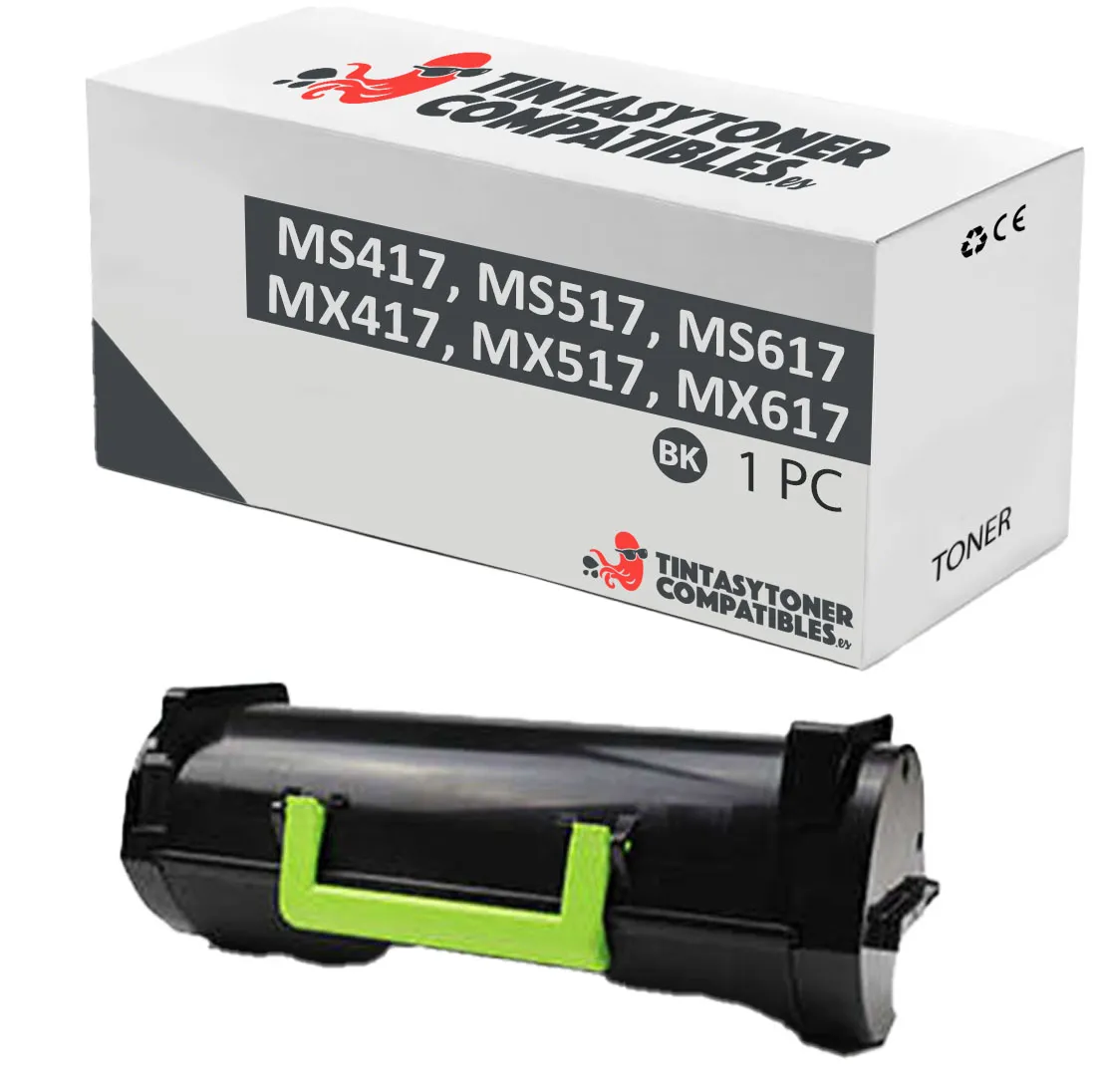 Tóner compatible Lexmark 51B2H00 Negro · 8.500 páginas