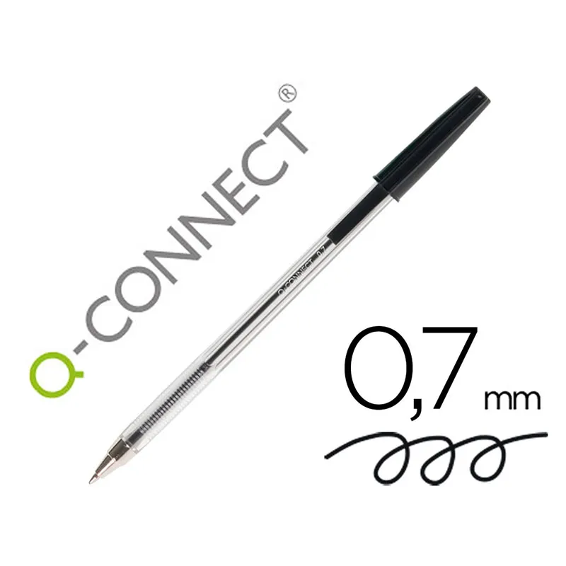 Bolígrafo transparente Q-Connect negro medio