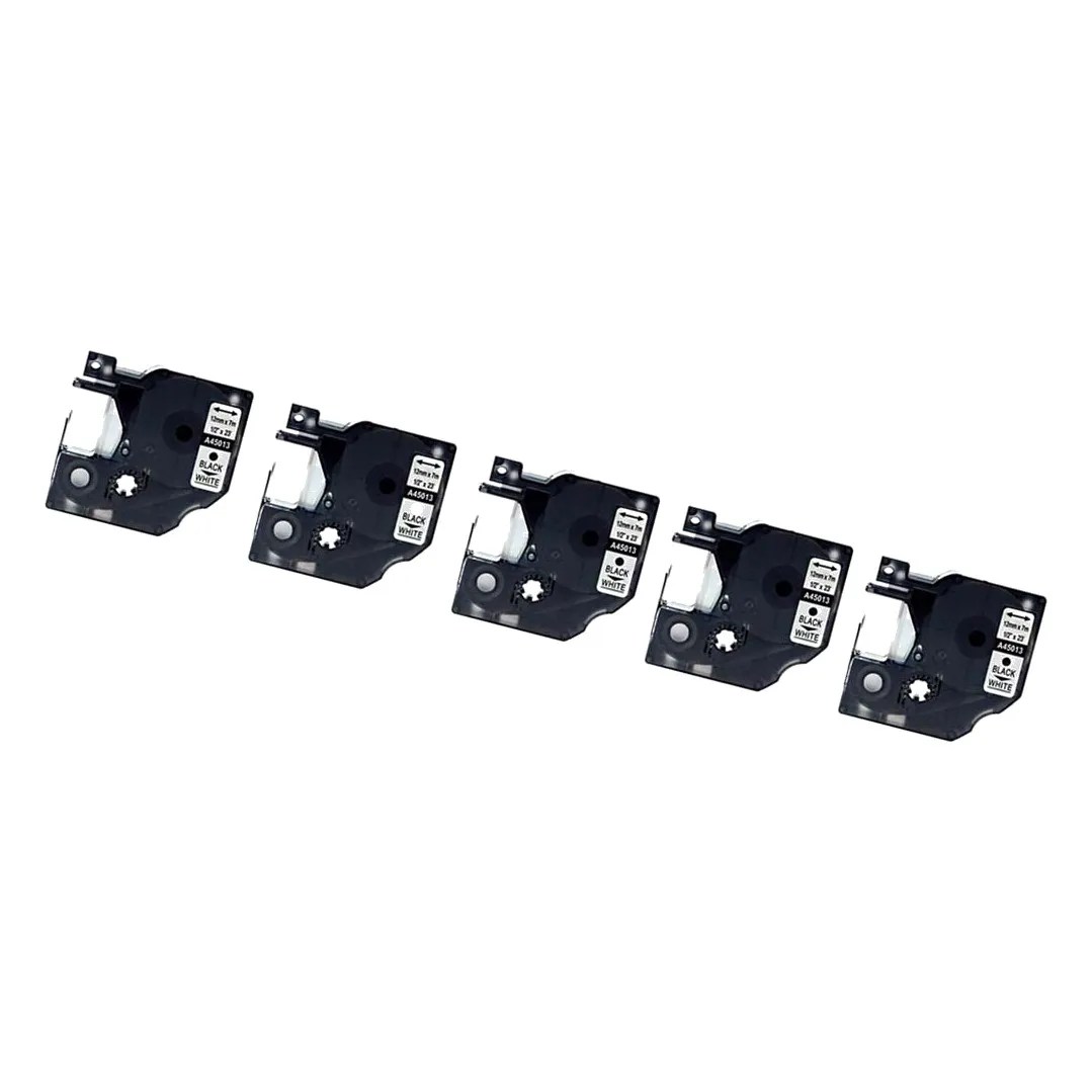 Pack 5 cintas compatibles DYMO D1 45013 / Blanco negro / blanco