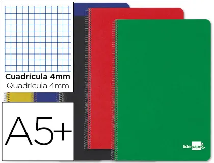 Cuaderno espiral cuarto tapa dura Liderpapel