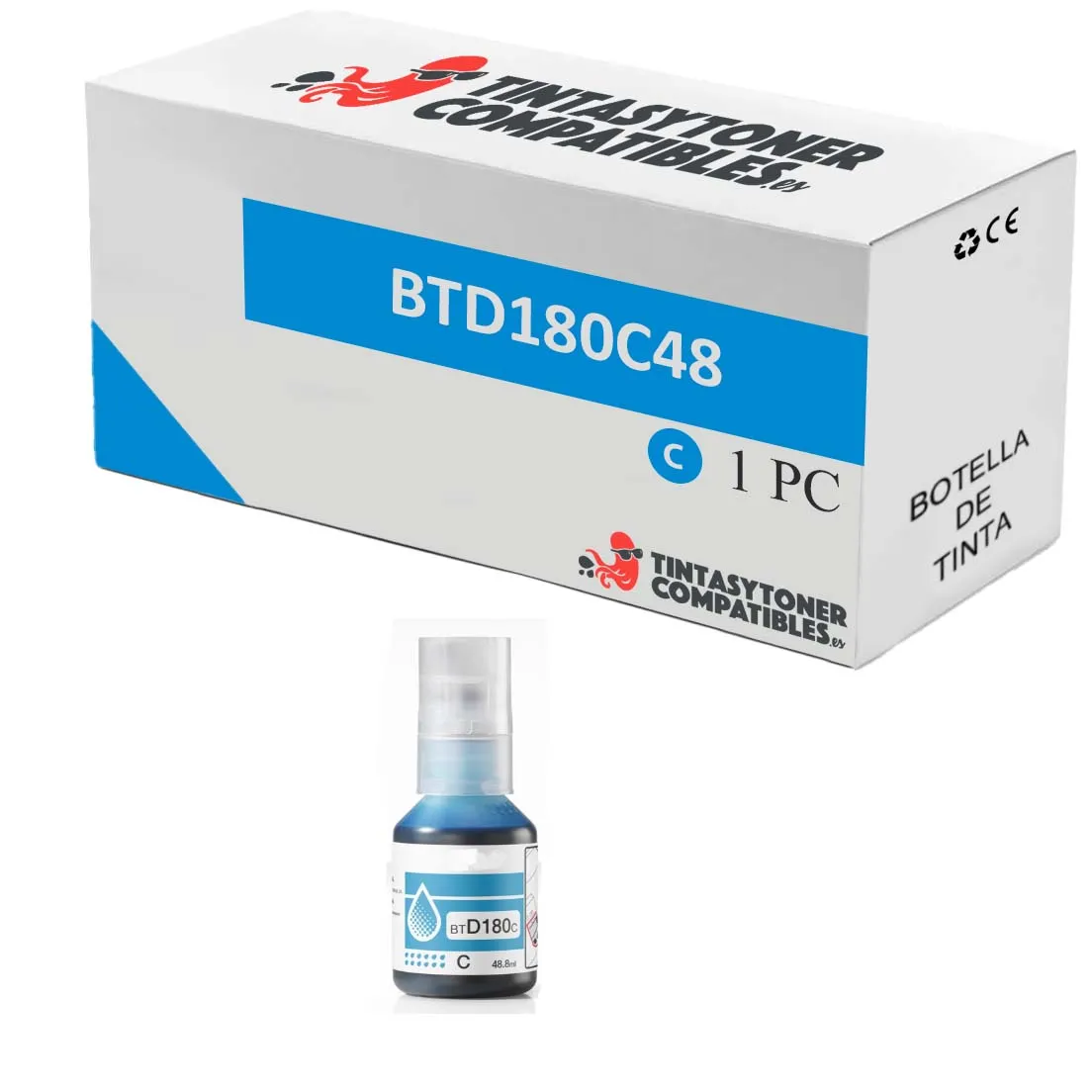 Botella de tinta compatible Brother BTD180C Cian · 5.000 páginas