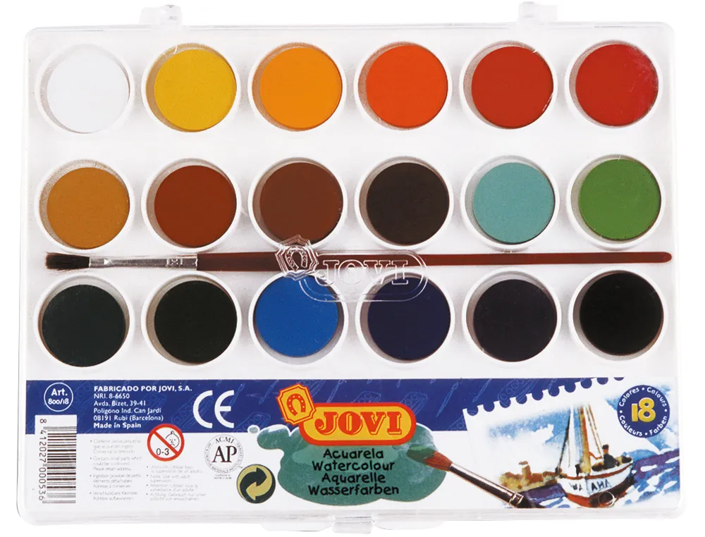 JOVI Estuche acuarelas 18 colores con pincel