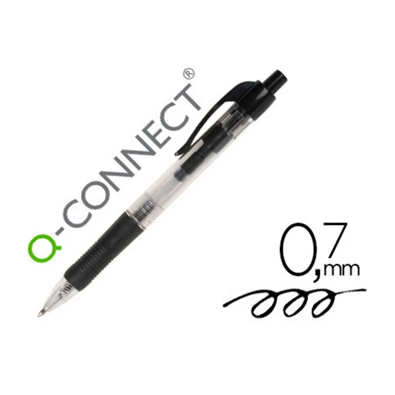 Q-Connect boligrafo retractil trazo 0.7 MM. negro