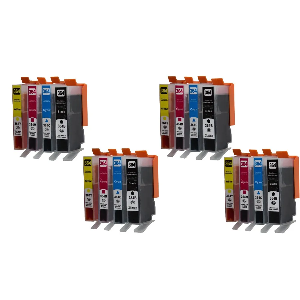 Pack 16 cartuchos de tinta compatibles HP 364 XL amarillo, magenta, negro y cian