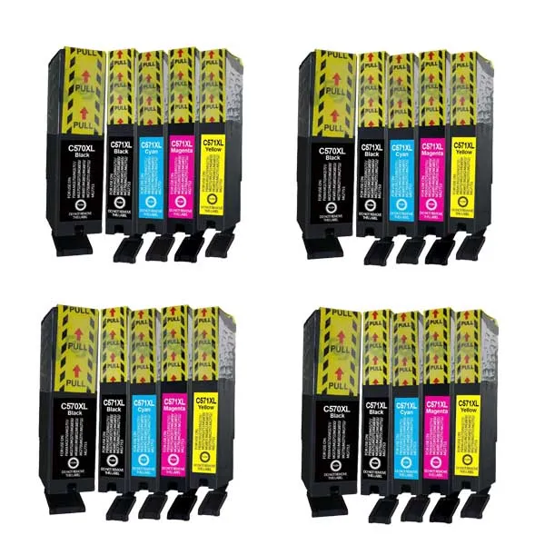 Pack 20 cartuchos de tinta compatibles Canon CLI 571 XL/PGI 570 XL amarillo, magenta, negro y cian