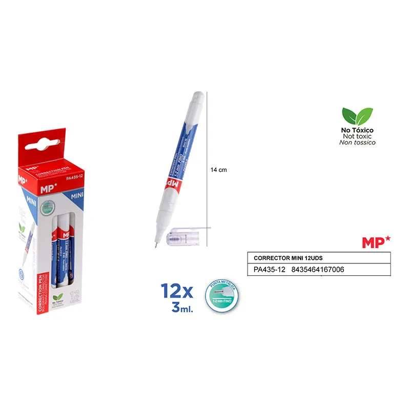 Corrector Mini 3ml 12 Unidades