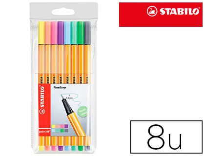 Stabilo estuche de rotuladores de fibra point 88 8 colores
