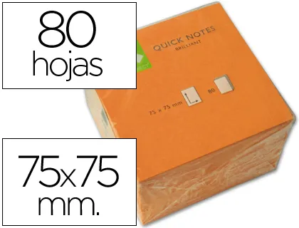 Q-Connect bloc 80 notas reposicionables 76 x 76 MM naranja neon