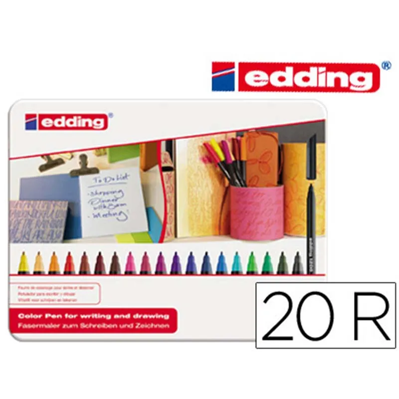 Estuche Rotuladores Edding 1200 Punta de Fibra de 20 Colores Surtidos