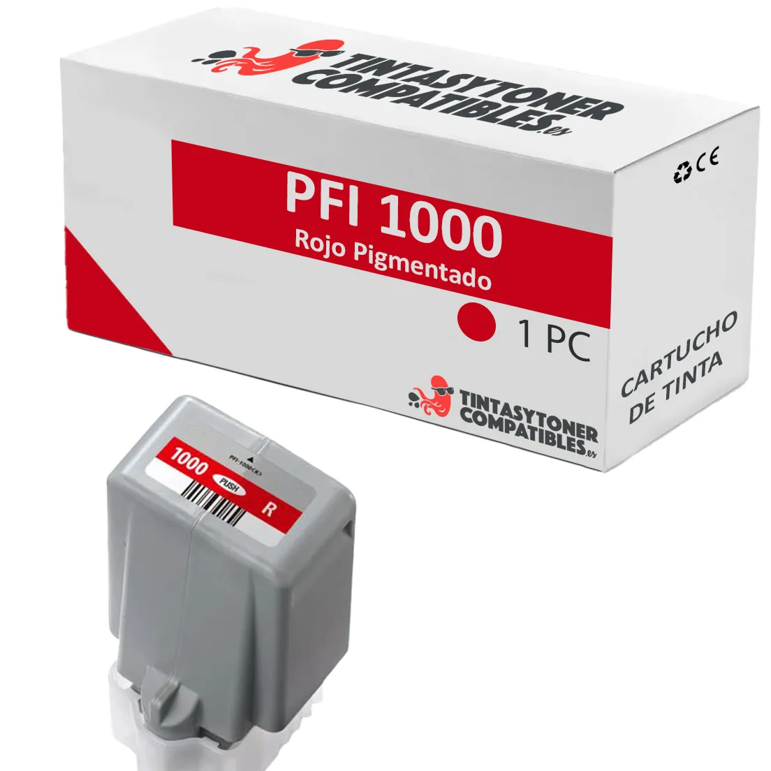 Cartucho de tinta compatible Canon PFI1000R · 80 ml