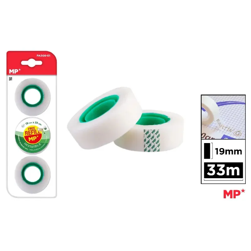 Cinta Adhesiva Invisible 19 mm x 33 m 3 Unidades